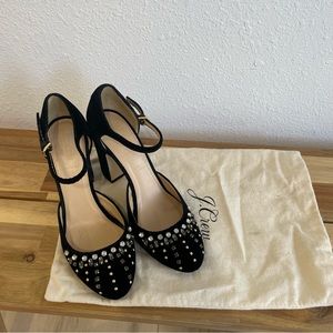J. Crew Black Heels with Silver Accents